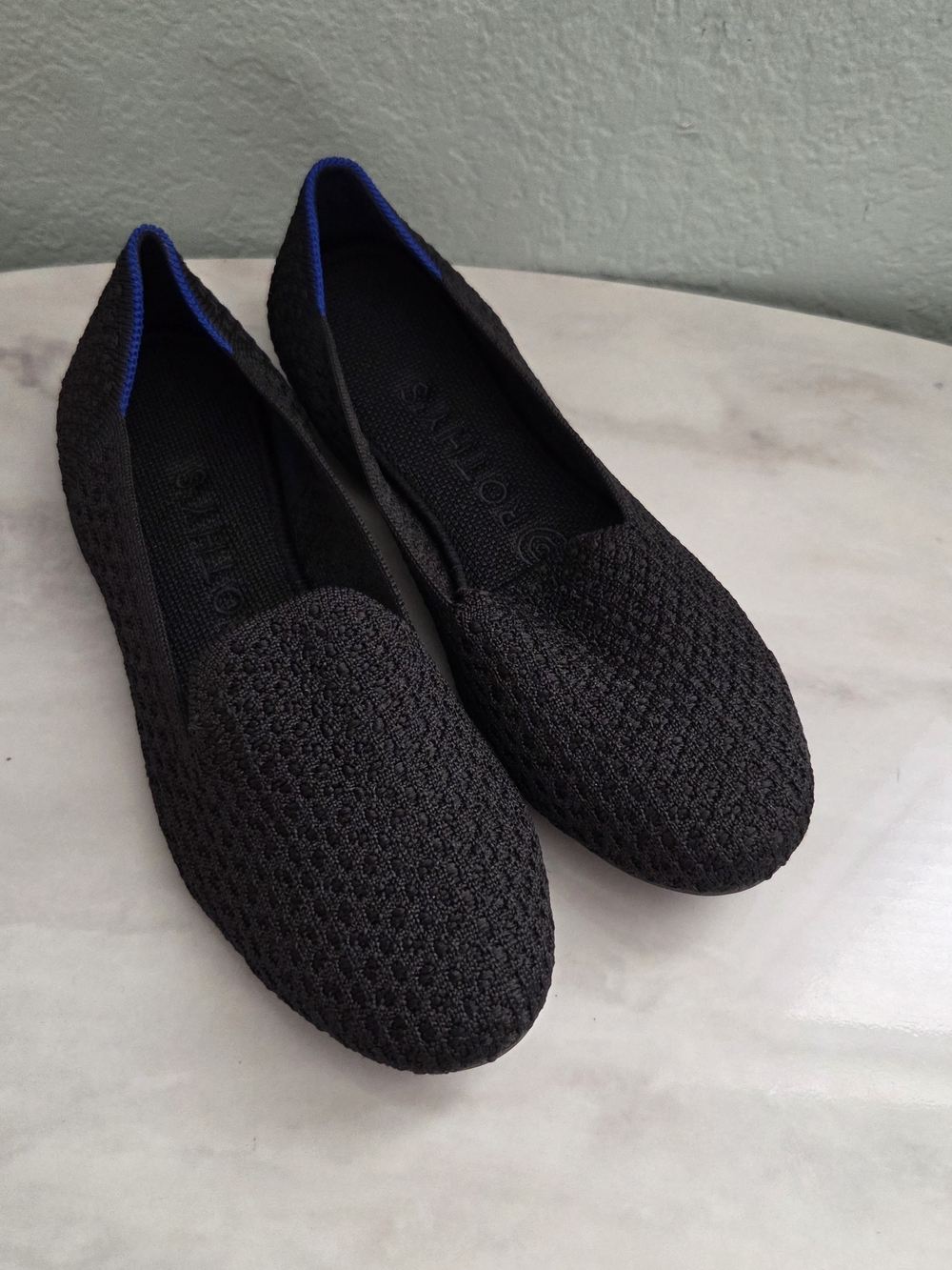 Rothy's The Loafer Flats In Black /Blue  Size 7